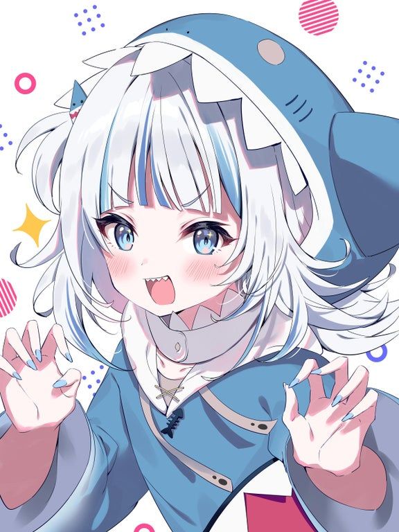 Ảnh cá mập cute theo phong cách anime. Cực kỳ dễ thương!