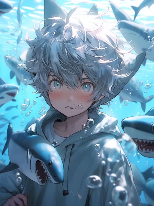 Hình ảnh cá mập cute phong cách anime độc đáo và ấn tượng.