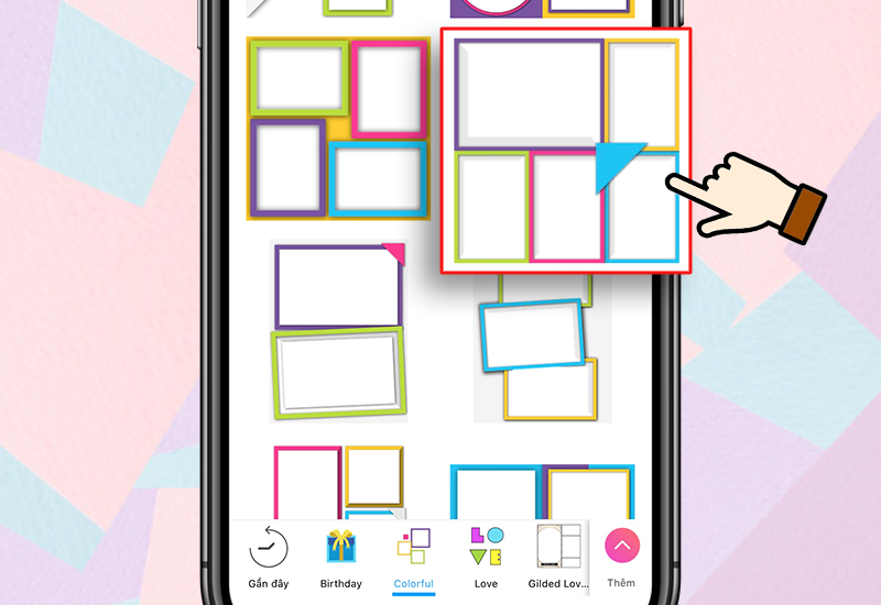 Bước 2: Tại mục Ảnh ghép, chọn chế độ Các khung