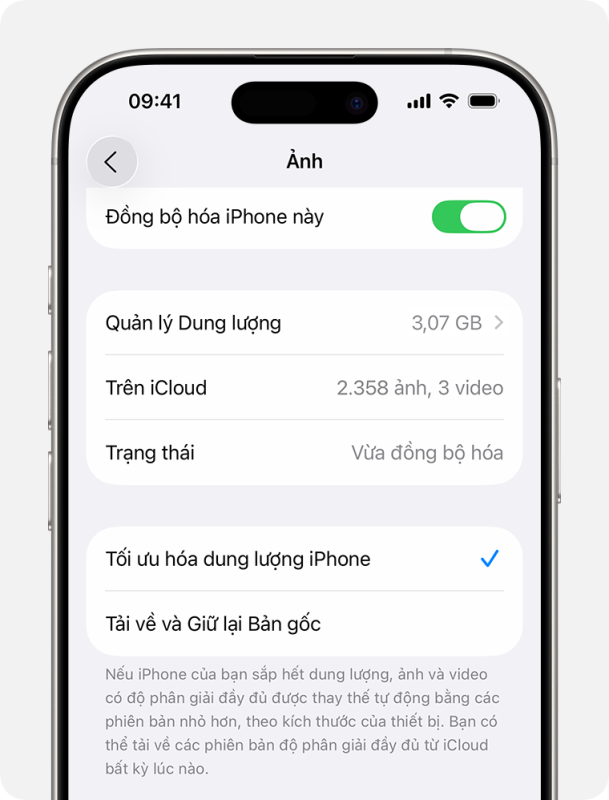 Quản l&yacute; dung lượng lưu trữ ảnh v&agrave; video