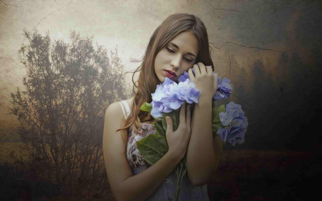 hình cô gái và biển