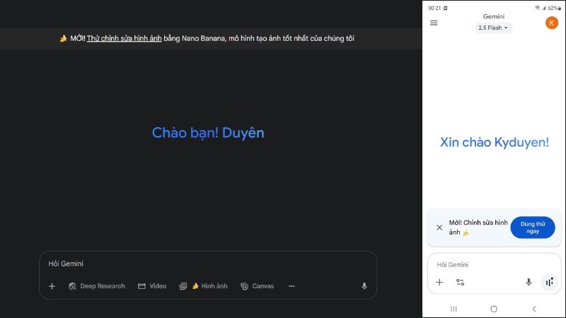 Truy cập vào Gemini để tạo ảnh doanh nhân