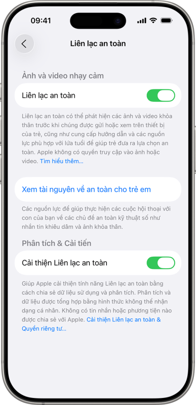 Giới thiệu về t&iacute;nh năng Li&ecirc;n lạc an to&agrave;n tr&ecirc;n thiết bị Apple của trẻ
