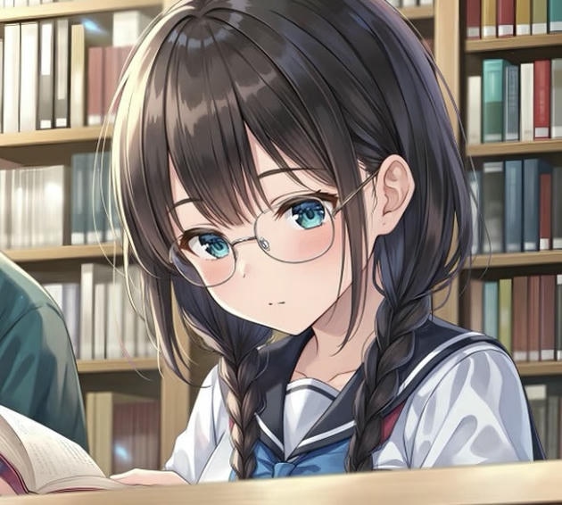 anime học đường đang học bài chăm chỉ