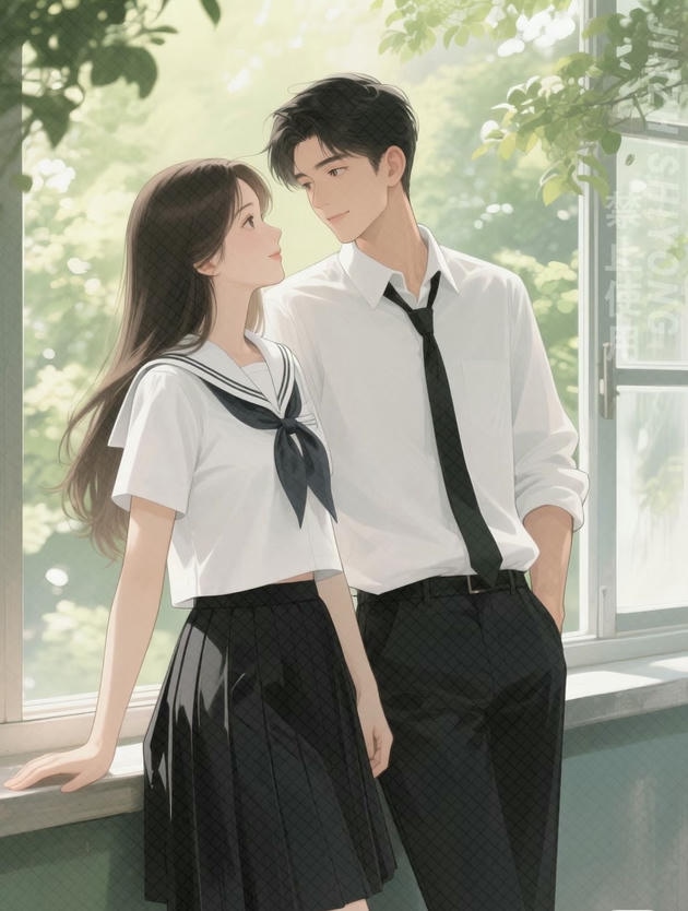 hình ảnh anime cặp đôi bên cửa sổ