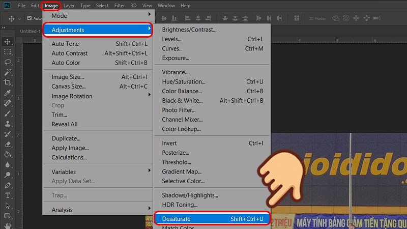 Hoặc nhấn phím tắt Shift +Ctrl + U