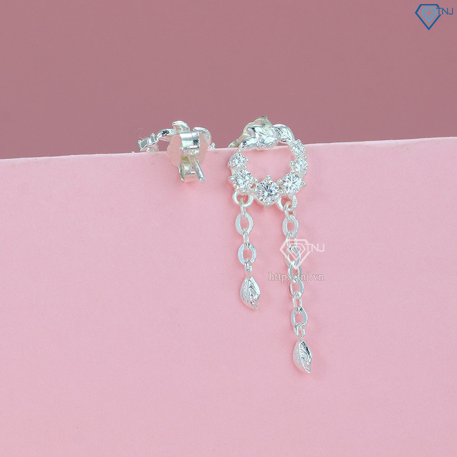 Bông tai bạc nữ cá tính đính đá đẹp BTN0159