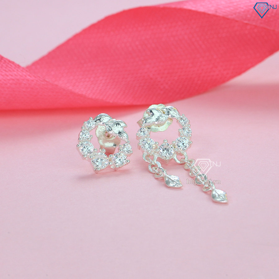 Bông tai bạc nữ cá tính đính đá đẹp BTN0159