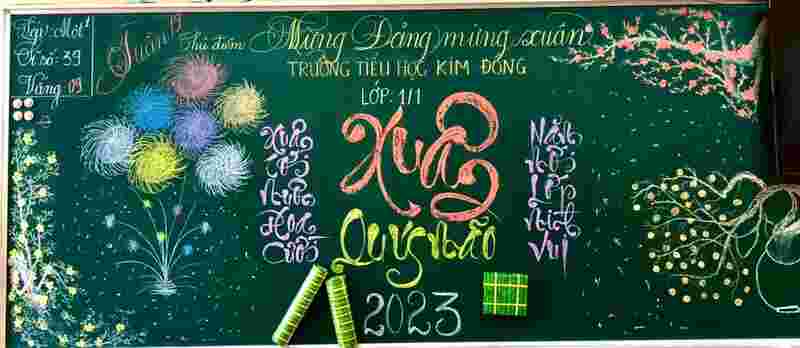 trang trí bảng Tết