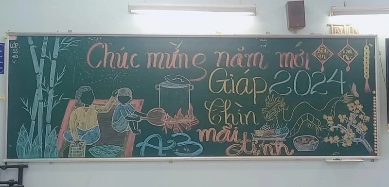 trang trí bảng Tết