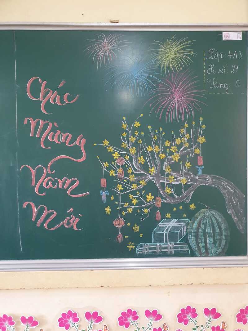 trang trí bảng Tết