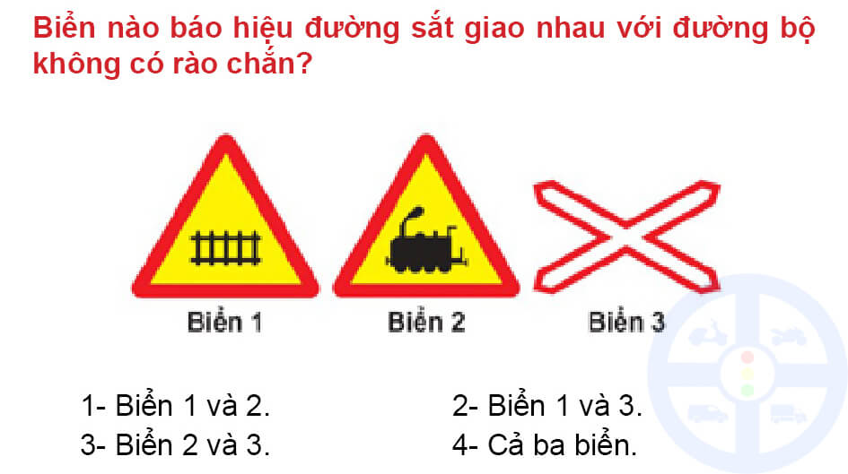 Biển nào báo hiệu Đường sắt giao nhau với đường bộ không có rào chắn?