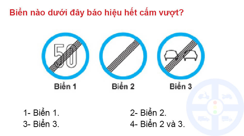 Biển nào dưới đây báo hiệu hết cấm vượt?