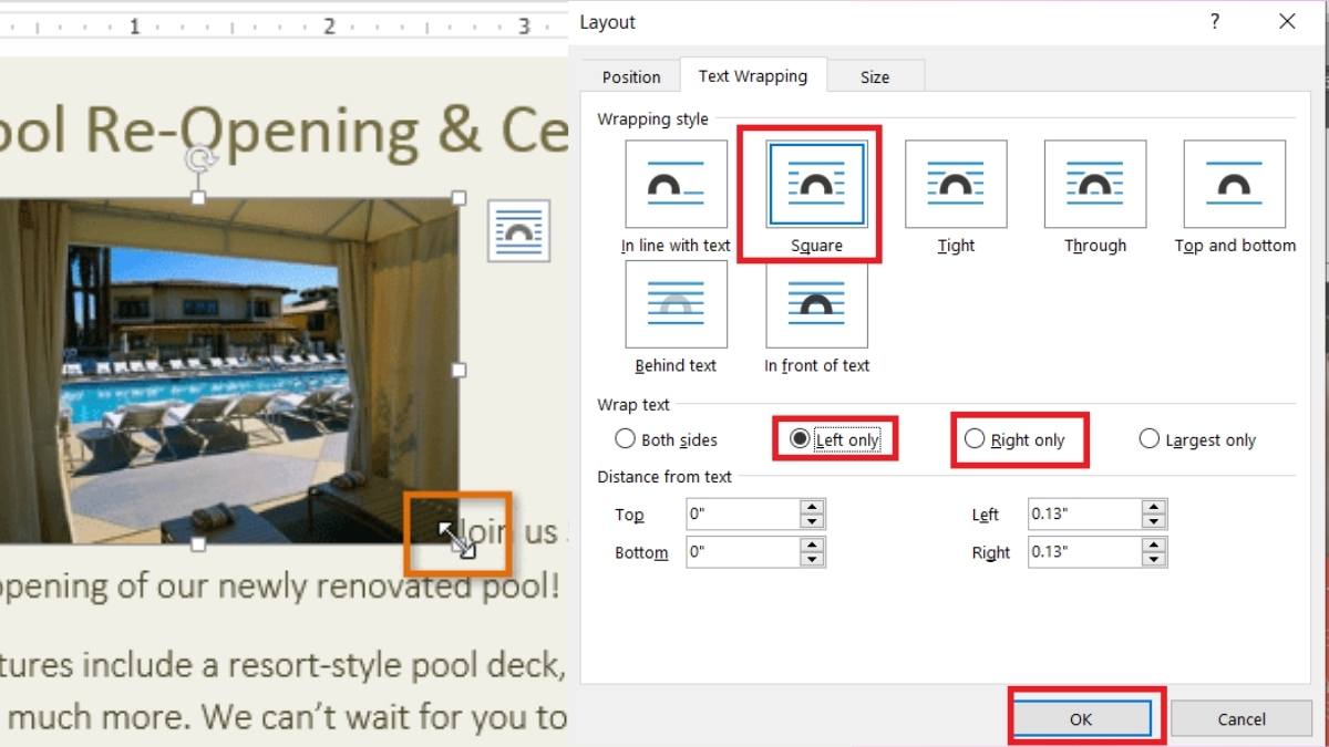 Bước 5: Cách chèn hình ảnh vào word một bên cạnh văn bản