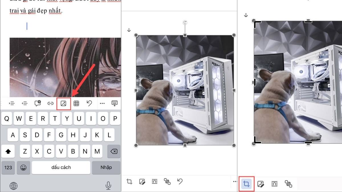 Bước 2 : Cách chèn hình ảnh vào Word trên điện thoại