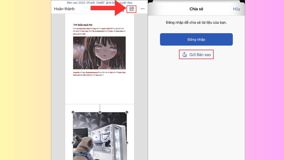 Bước 5 : Cách chèn hình ảnh vào Word trên điện thoại
