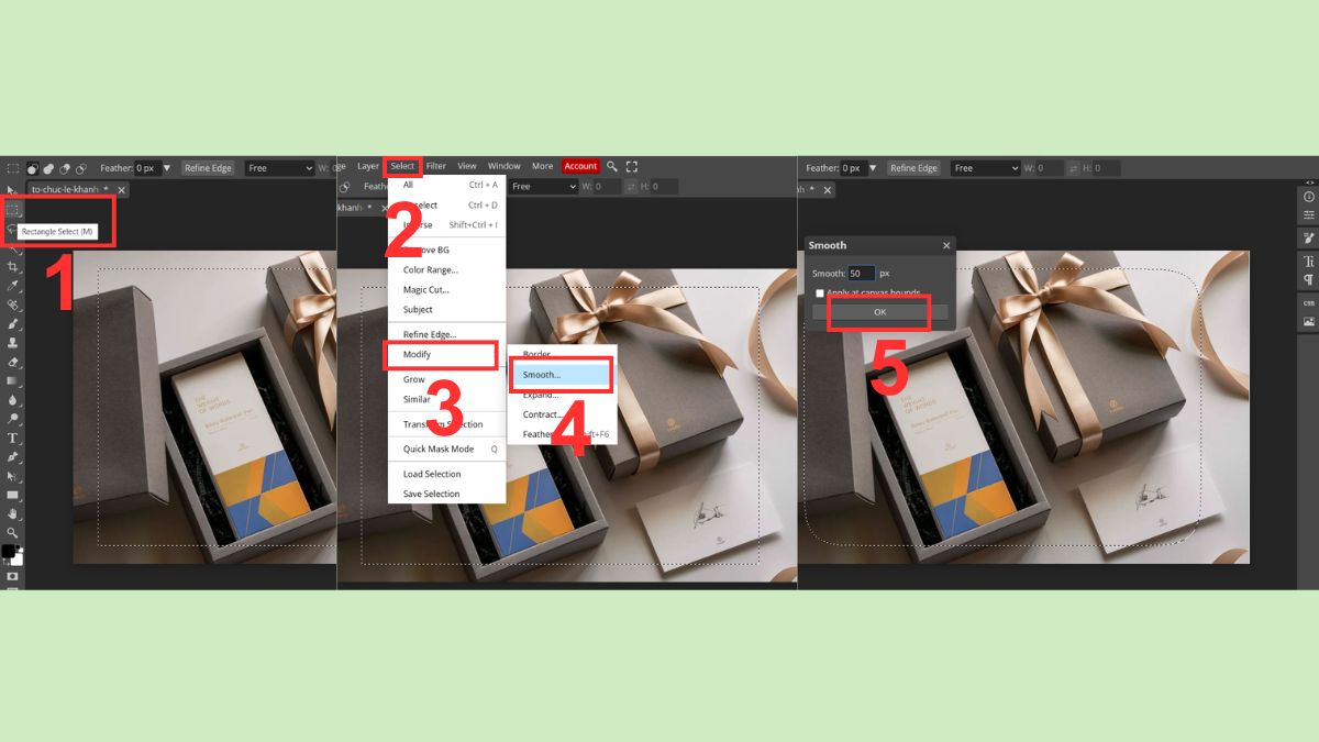 Sử dụng lệnh Modify > Smooth