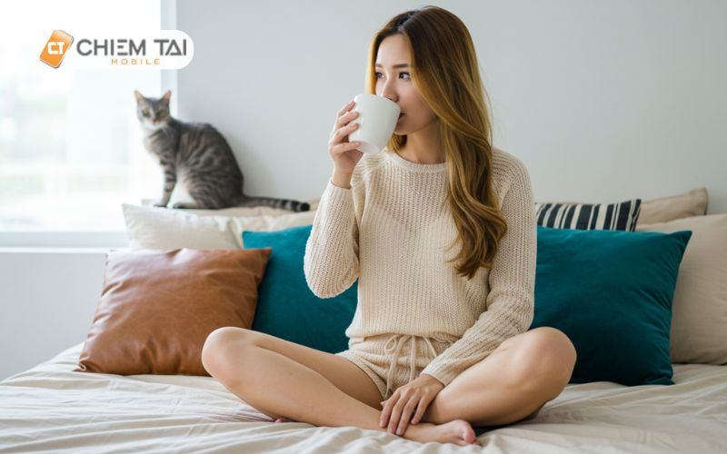 Ngồi quyến rũ trên giường