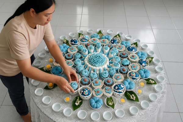 Cách bày mâm lễ và chuẩn bị không gian cúng.