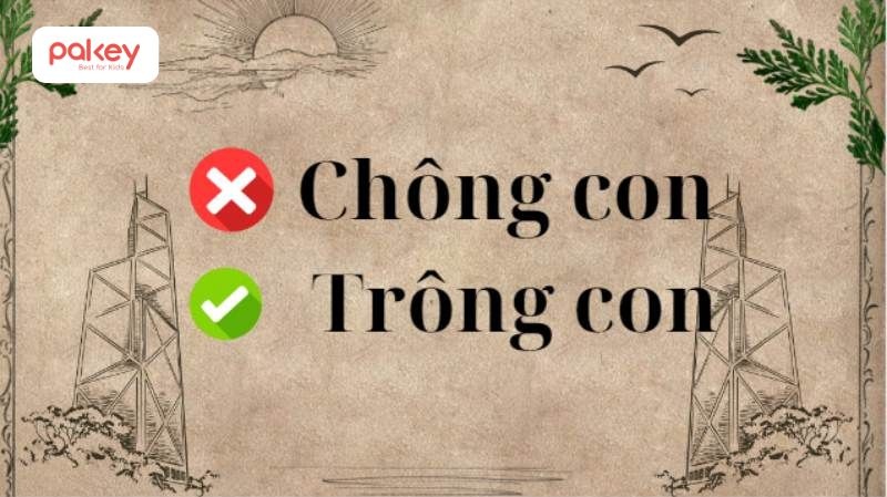 “Trông con” hay “chông con” viết đúng chính tả?