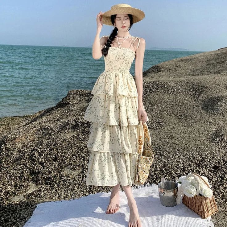 Cách Phối Đồ Với Váy Maxi Hoa Nhí Đi Biển Để “Chất Như Nước Cất”