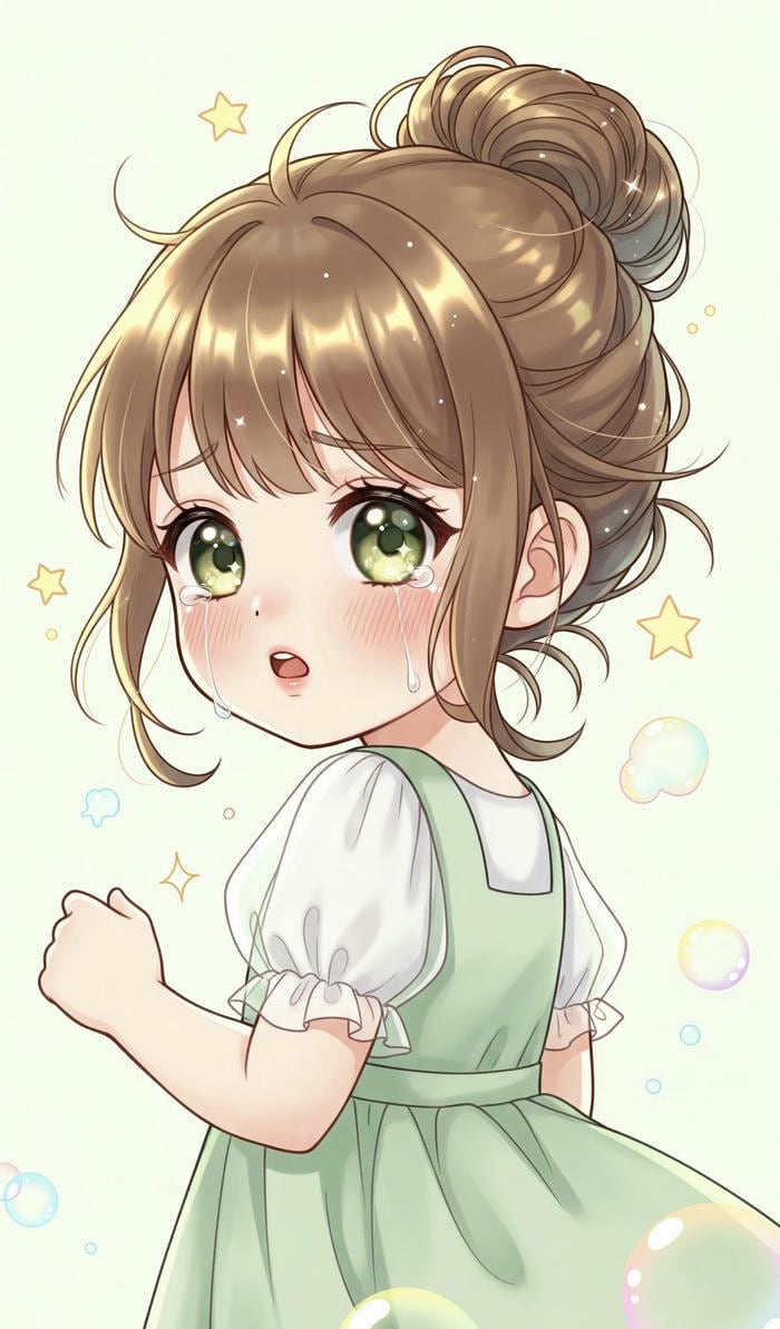 chibi cô gái anime ảnh sắc màu