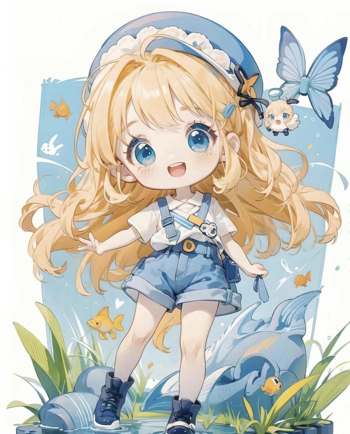 ảnh anime nữ chibi hạnh phúc