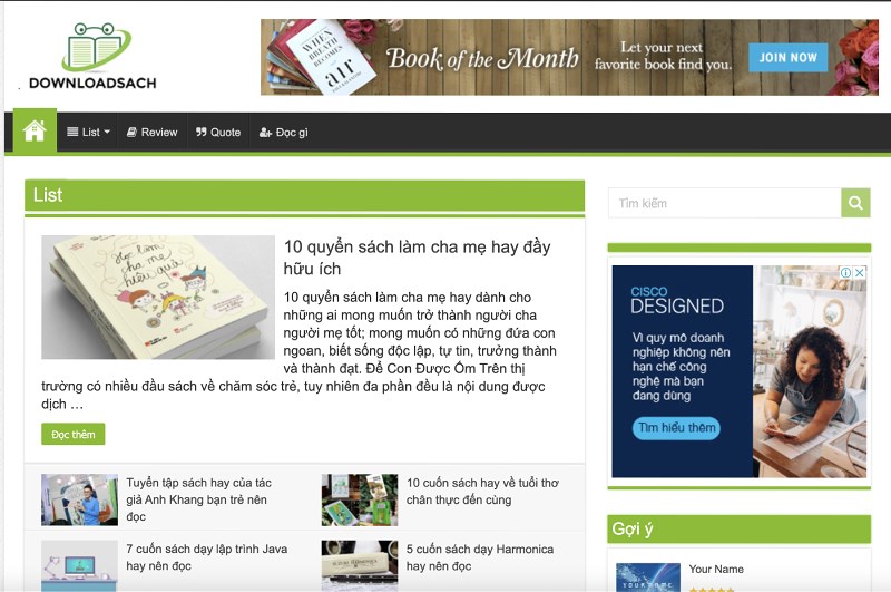 Giao diện trang web Violet