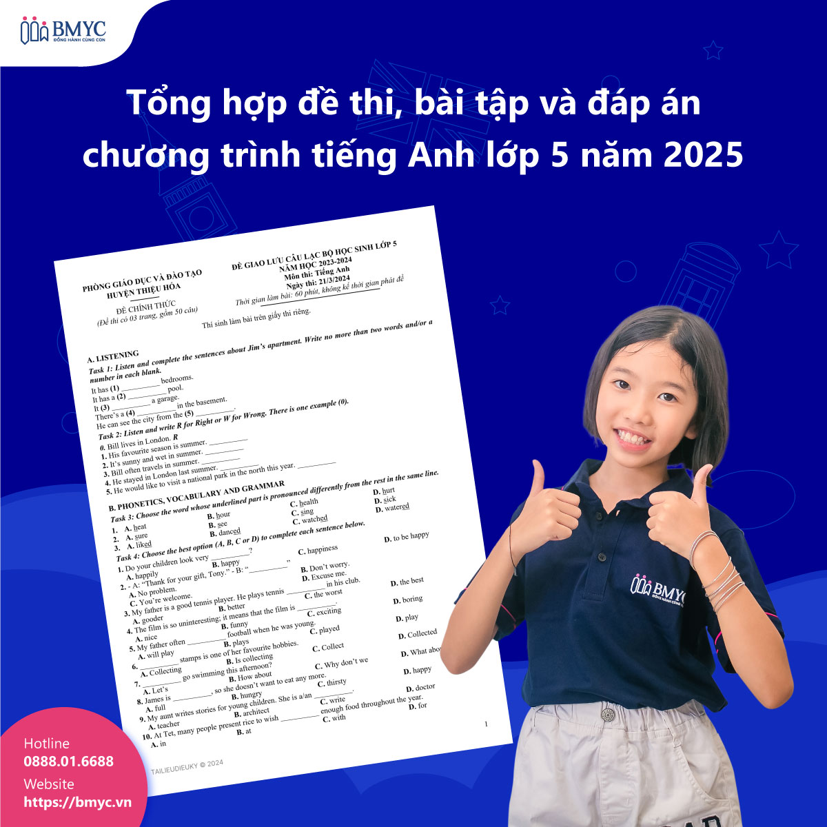 Tổng hợp đề thi, bài tập và đáp án chương trình Tiếng Anh lớp 5 năm 2025