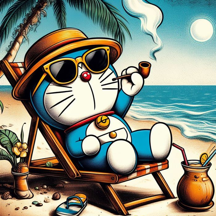 Hình Doraemon hút thuốc