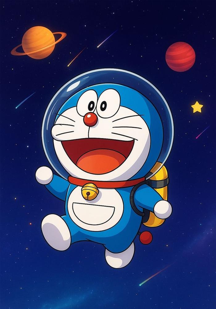 Ảnh Doraemon dễ thương với khuôn mặt tròn và nụ cười hiền lành