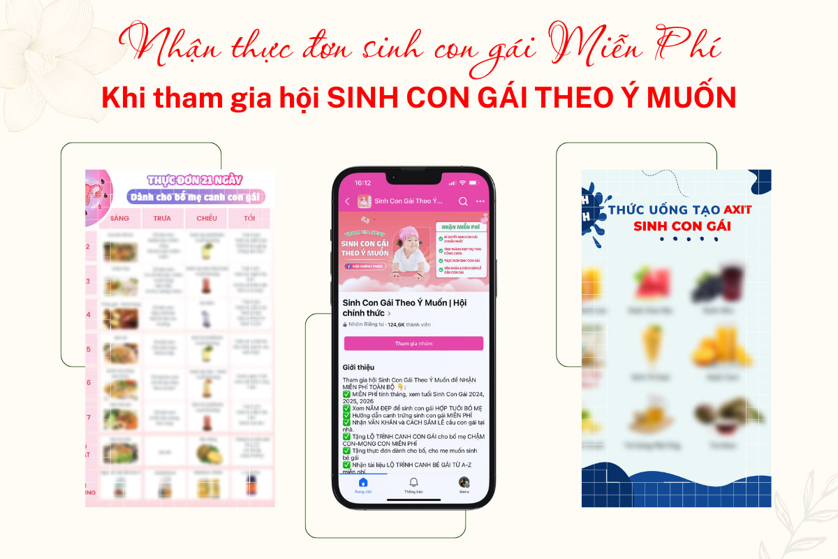 Nhận thực đơn tại hội sinh con gái theo ý muốn