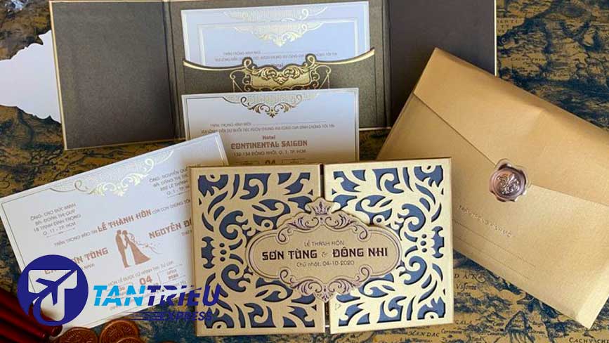 Gửi thiệp cưới và phụ kiện trang trí tiệc cưới đi Mỹ