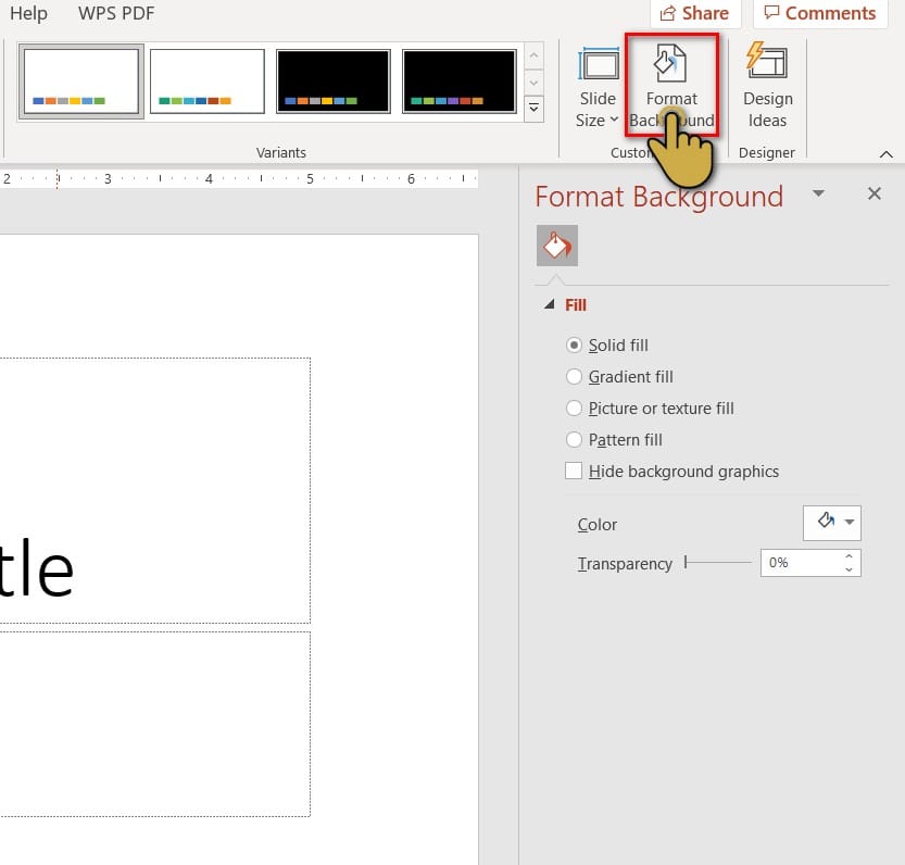 chọn mục format background