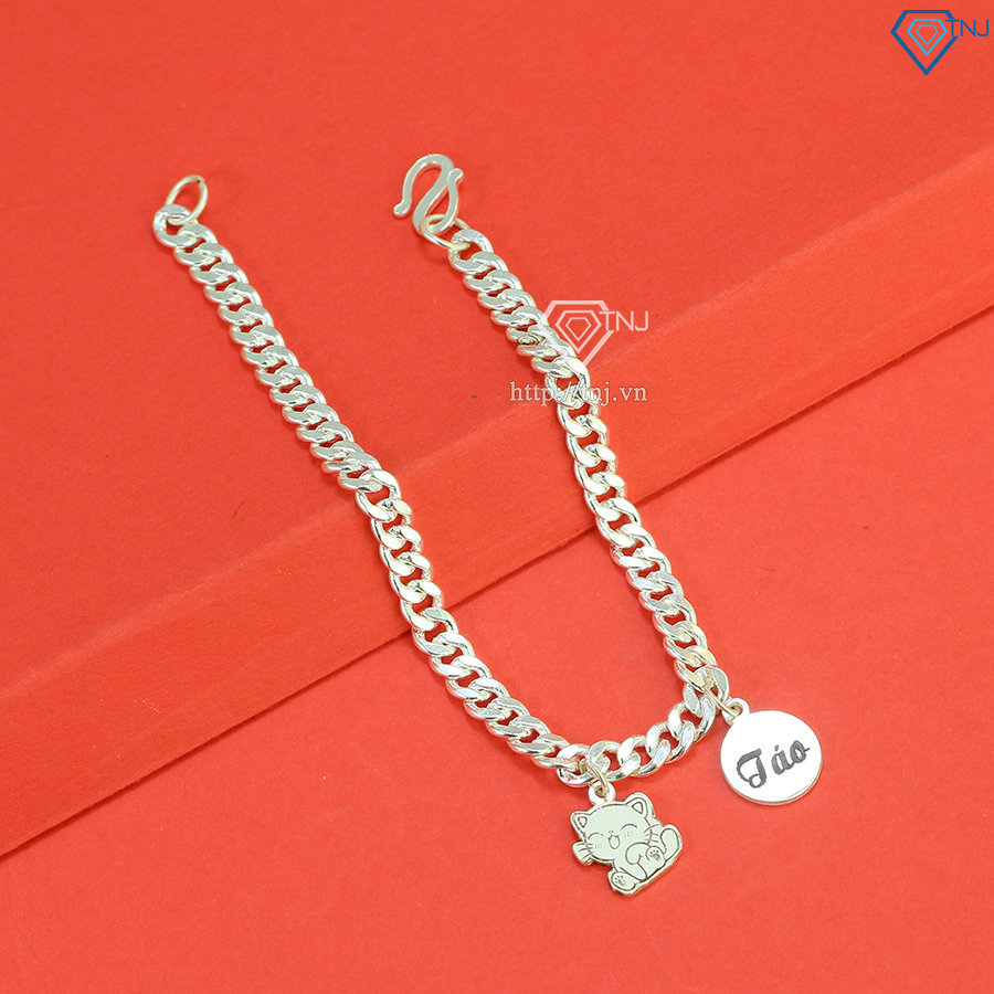 Lắc bạc cho bé khắc tên hình con mèo LTT0132