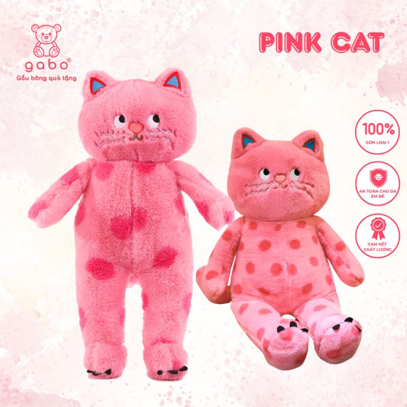 Gấu Bông Mèo Hồng Mặt Quạo Giận Dỗi – Mèo Hồng Mắt Liếc