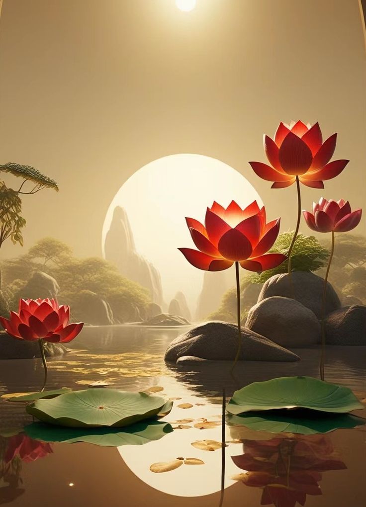 hình nền hoa sen 3d