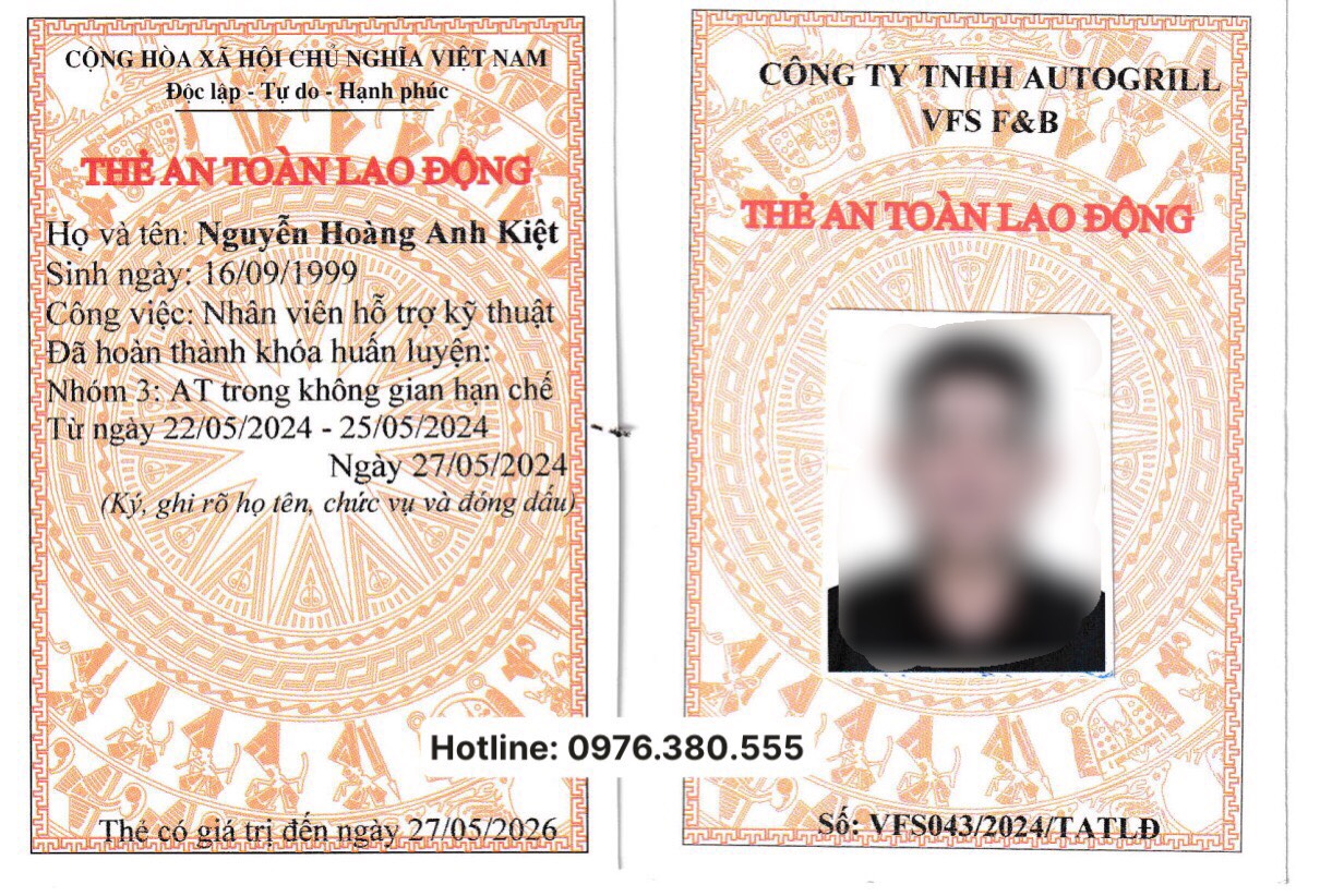 Mẫu chứng chỉ an toàn lao động trong không gian hạn chế