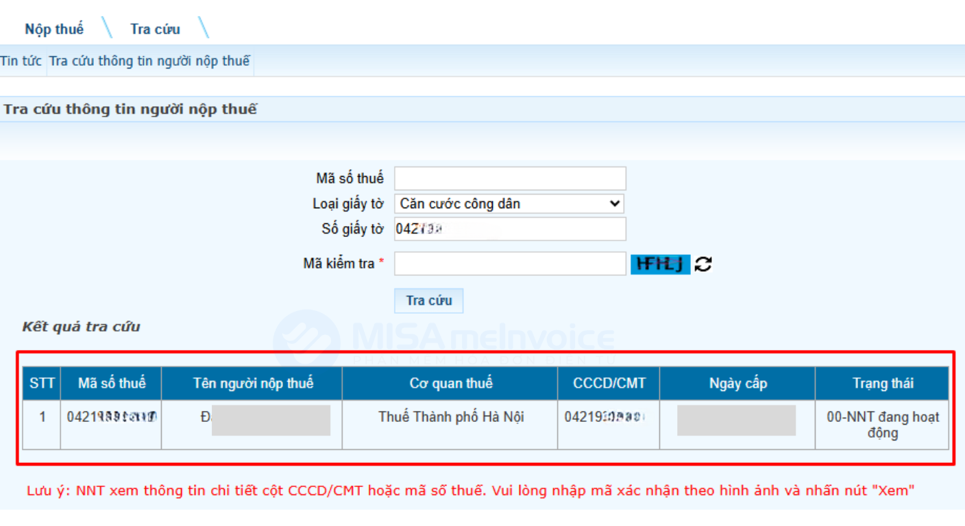 kết quả tra cứu