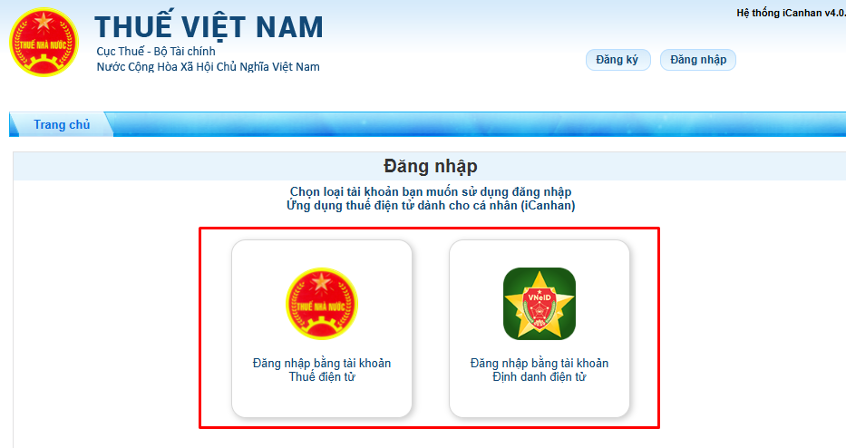 đăng nhập tài khoản định danh