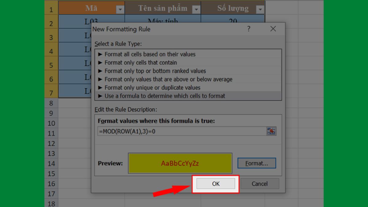 kết quả chia lấy dư trong excel