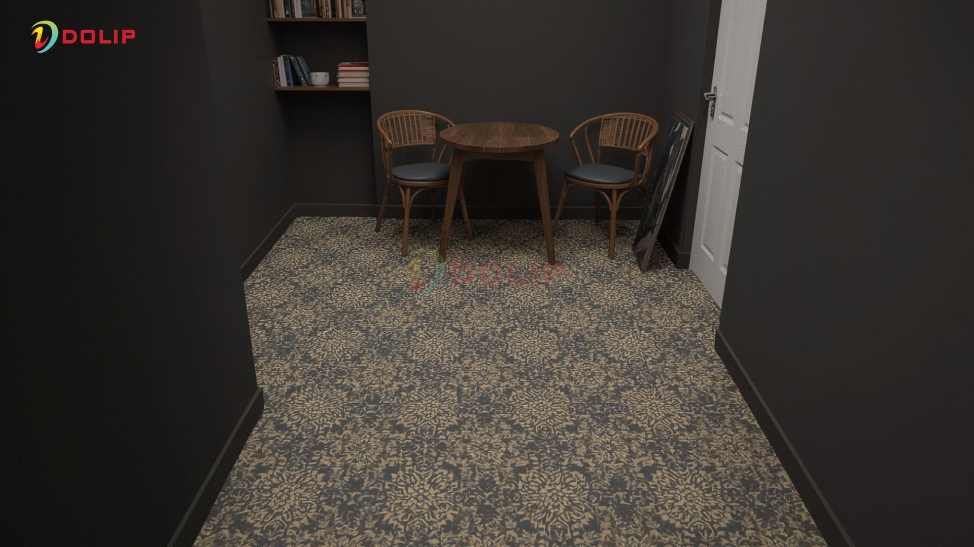 Phòng nhỏ phối gạch hoa văn và tường đậm gây bí bách và ngột ngạt