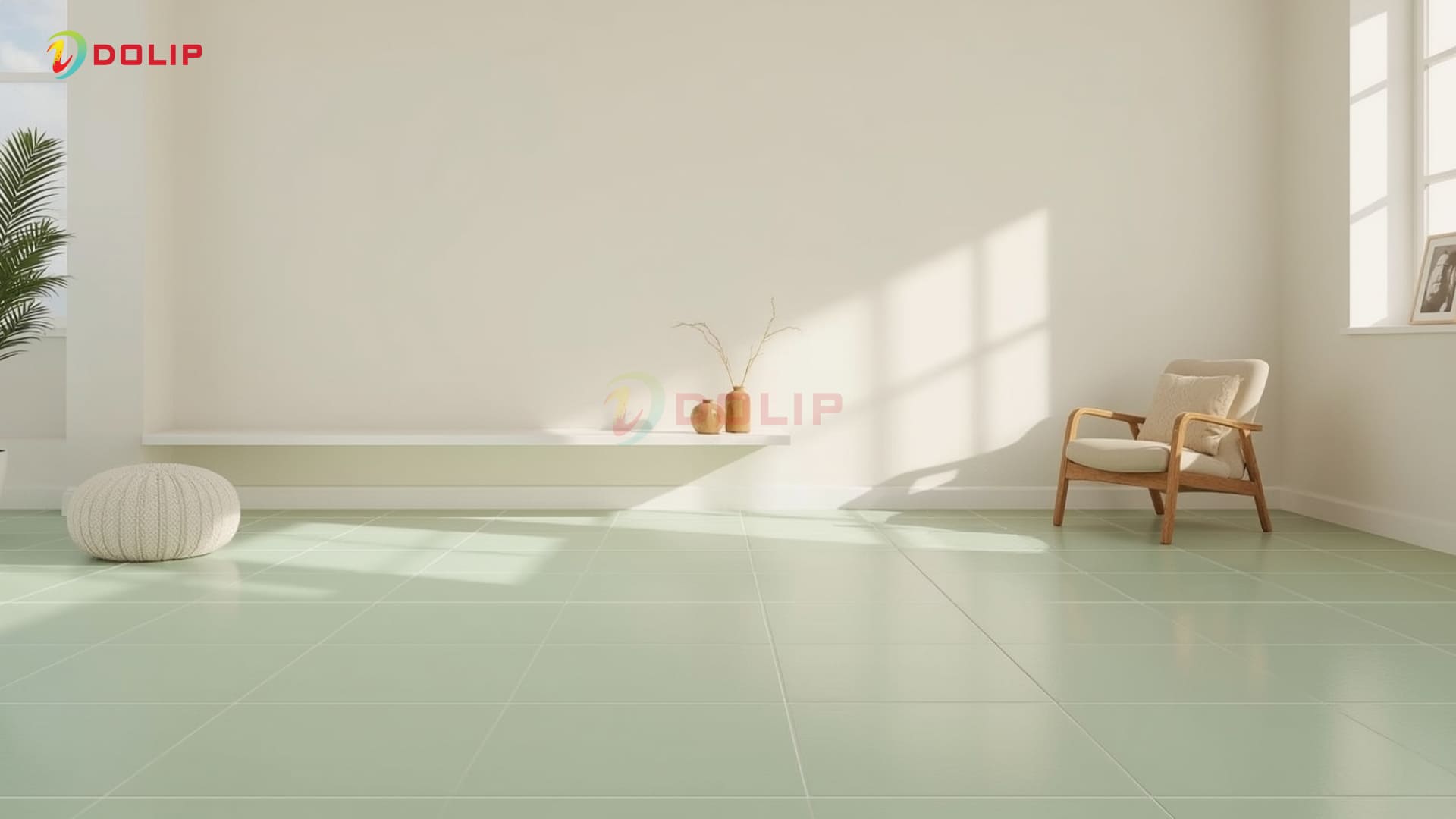 Không gian ba mảng màu theo quy tắc 60-30-10 với tường AP3-2(S), nền AP67-3(T), nội thất nhấn màu