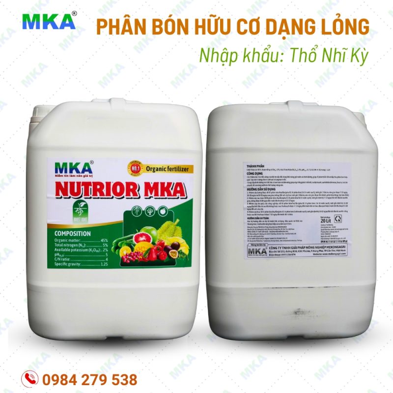 Phân bón hữu cơ dạng nước Nutrior MKA – Phân bón cho cây con, cây tơ và dưỡng hoa nuôi trái