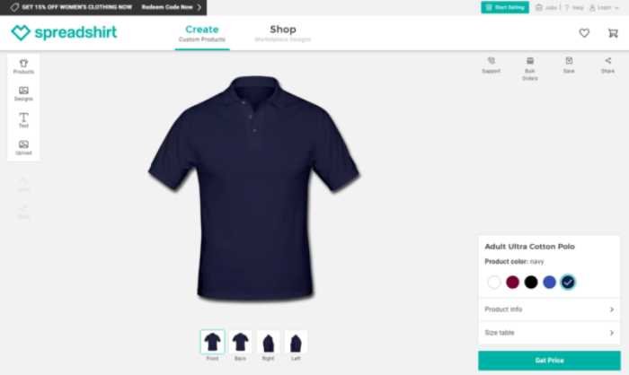 Phần mềm Spreadshirt được nhiều trong thiết kế áo đồng phục công ty