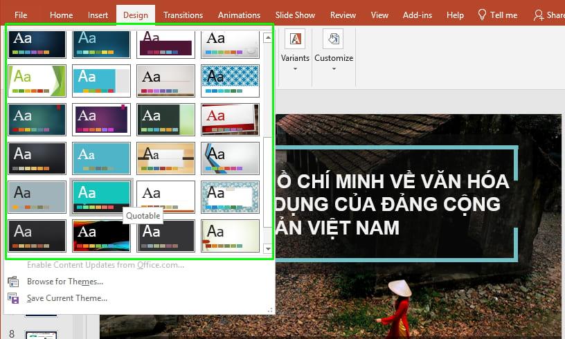 Cách thay phông nền Powerpoint bằng công cụ Design 4