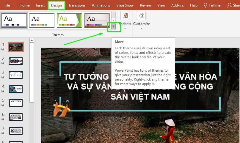 Cách thay phông nền Powerpoint bằng công cụ Design 2