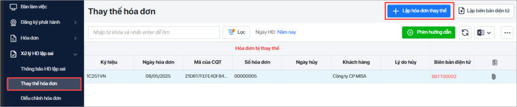 thay thế hóa đơn sai