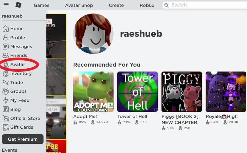 Chỉnh sửa avatar trong Roblox