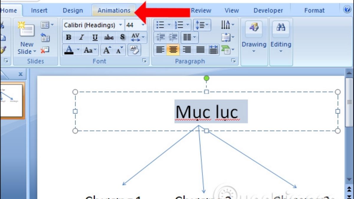 Cách làm PowerPoint - Bước 1 Chèn hiệu ứng vào slide PowerPoint thêm sôi động